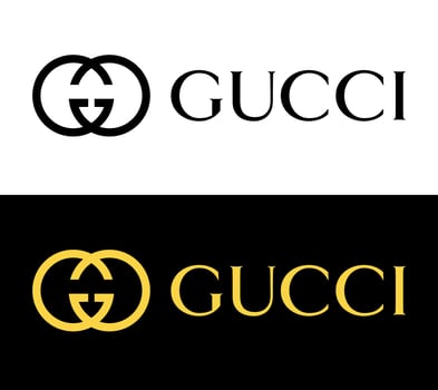 GUCCI Logo - Gucci Icon With Typeface on White and Black Background vector