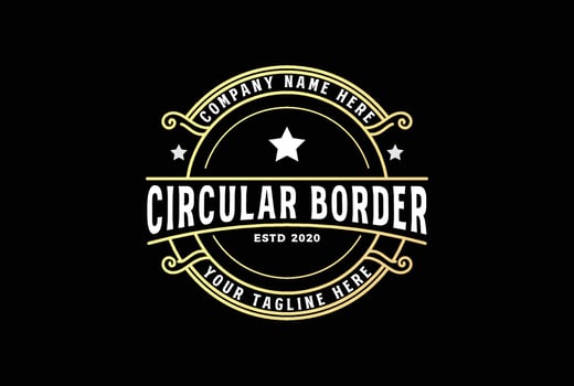 Circle Vintage Border Frame Vintage Royal Crown Badge Emblem Stamp Label Logo Design Vector