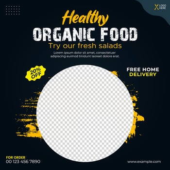 Food social media post promotion banner design template vector