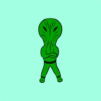 Green alien boy standing pose vector