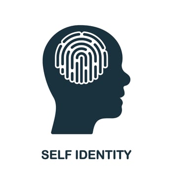 Fingerprint in Human Head, Self Identity Silhouette Icon. Mental Cognition Glyph Pictogram. Person Identification Solid Sign. Intellectual Process Symbol. Isolated Vector Illustration.