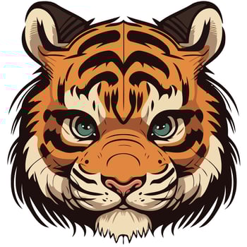 common tiger feline mammal animal face vector