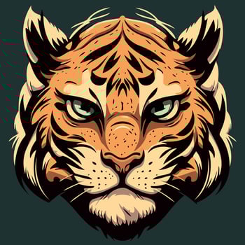 common tiger feline mammal animal face vector