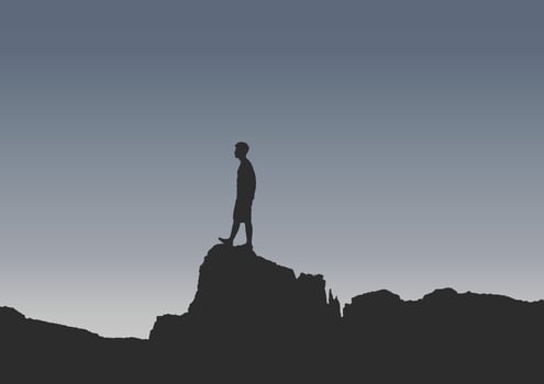 silhouette of a person on the rocks vector illustration.