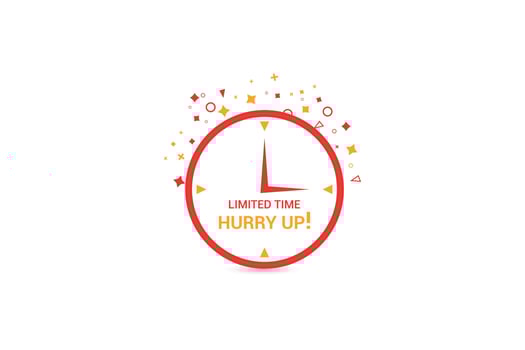 Limited Time and Hurry Up red clock vector illustration.