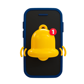 3d minimal New notification alert. New update reminder. A bell icon ringing on a smartphone. 3d illustration. png
