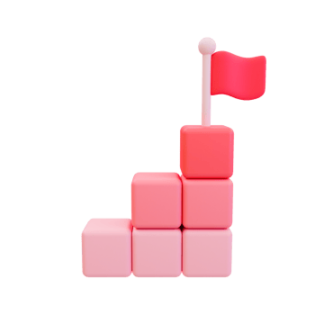 3d minimal financial target goal. strategy achievement. wealth planning strategy concept. box stair with flag. 3d illustration. png