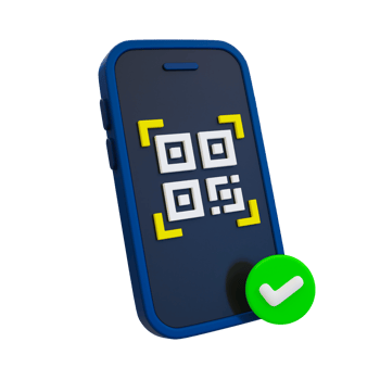 3d minimal shopping cashless technology concept. online payment. online shopping. smartphone with a QR code on the screen. 3d rendering illustration. png