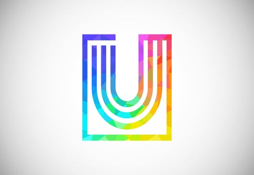 Low poly line letter U. Graphic alphabet symbol for corporate business identity vector