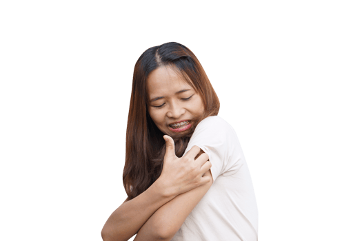 woman having arm itch png