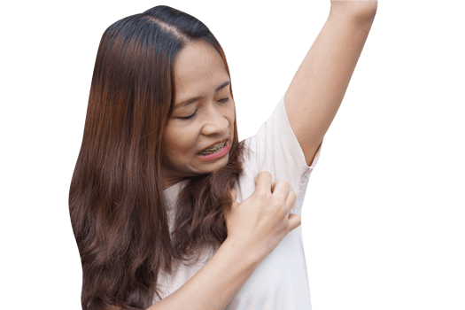 Asian woman having an itchy arm png