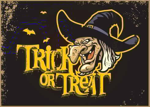 halloween card with witch head vector