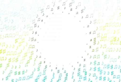 Light Blue, Yellow vector template with musical symbols.