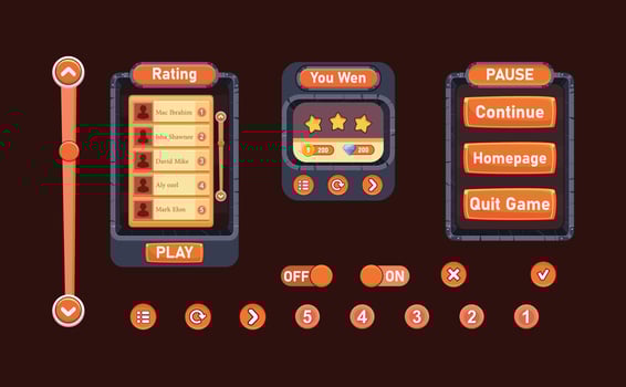List of mobile games , Game UI kit ,  user interface ui - ux vector