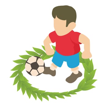 Football player icon isometric vector. Male athlete with ball during game icon vector