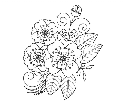 Mehndi Floral Coloring Page for Adult vector