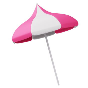 Summer elements, Colorful beach umbrella, 3d rendering png
