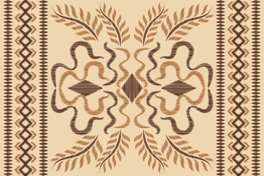 Ethnic Ikat fabric pattern geometric style.African Ikat embroidery Ethnic oriental pattern brown cream background. Abstract,vector,illustration.For texture,clothing,wrapping,decoration,carpet. vector