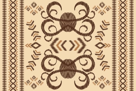 Ethnic Ikat fabric pattern geometric style.African Ikat embroidery Ethnic oriental pattern brown cream background. Abstract,vector,illustration.For texture,clothing,wrapping,decoration,carpet. vector