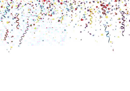 Celebration or festival colorful background template with falling paper confetti and ribbons. Vector illustration