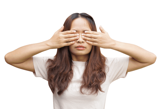 Asian woman covering her eyes with her hands png
