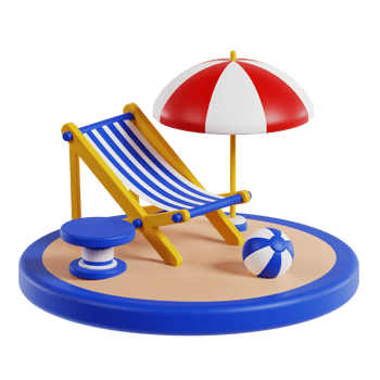 Beach chair 3d travel and holiday illustration png
