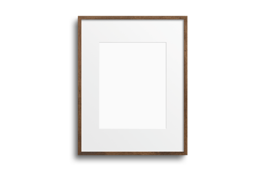 Brown portrait picture frame mockup isolated on a transparent background png