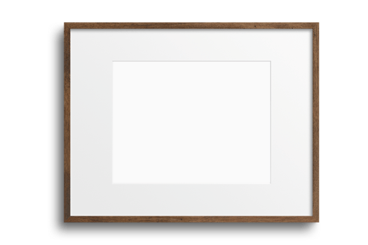 Brown landscape picture frame mockup isolated on a transparent background png