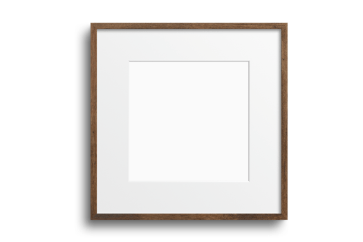 Brown square picture frame mockup isolated on a transparent background png