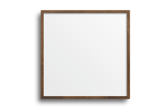 Brown square picture frame mockup isolated on a transparent background png