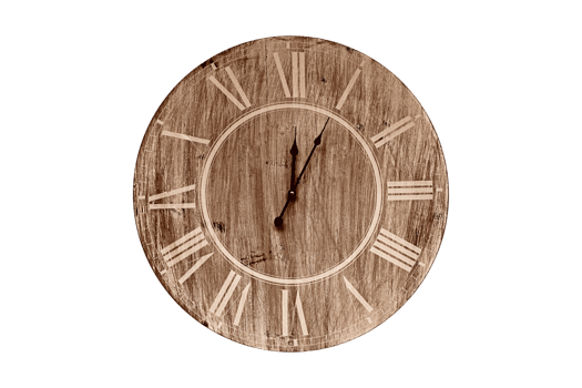 Wooden brown clock isolated on a transparent background png