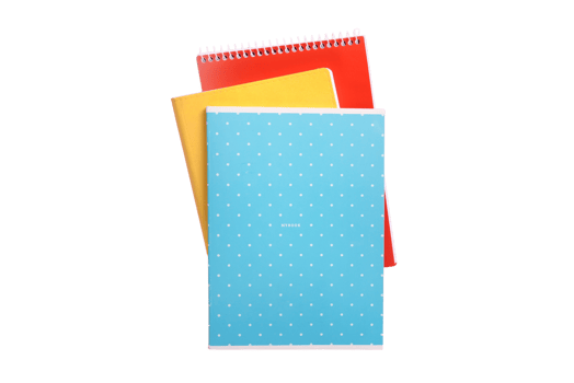 Blue, yellow and red notebook isolated on a transparent background png