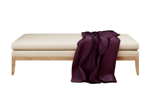 Beige bench and purple blanket isolated on a transparent background png