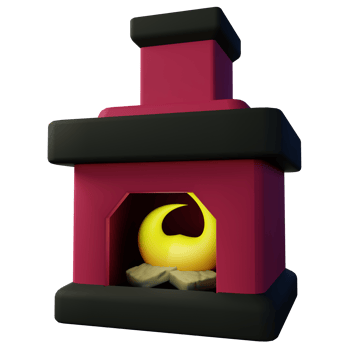 Burning home fireplace 3d illustration png