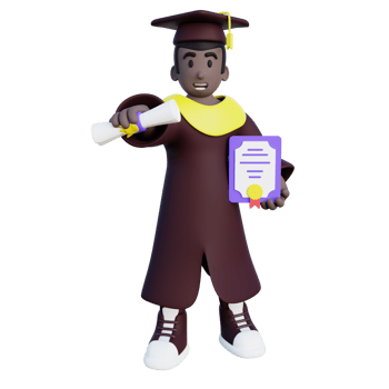 3d illustration of graduated student holding certificate and diploma png