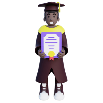 3d illustration of graduated student holding certificate png