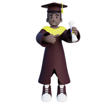 3d illustration of graduated student doing magic trick png