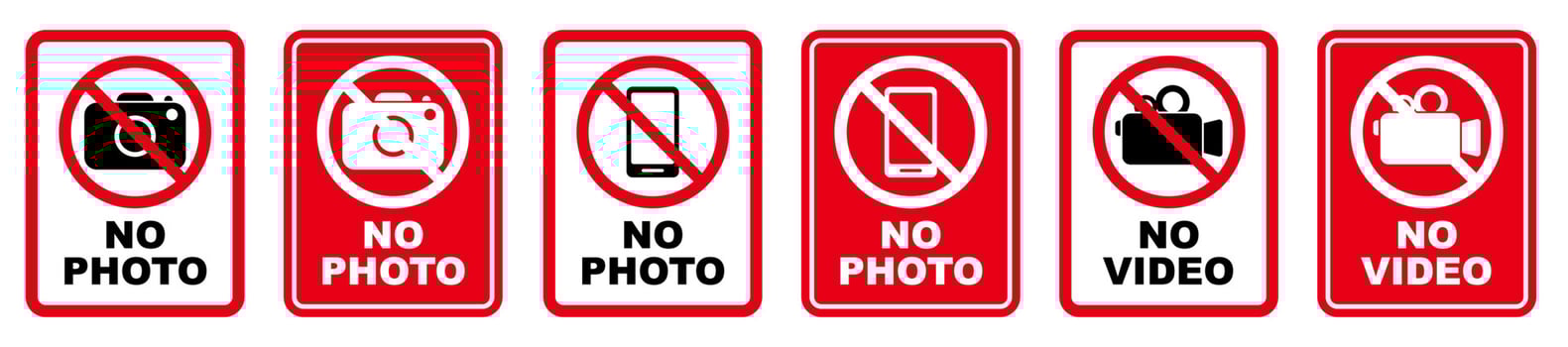 photography video film prohibited forbidden sign printable symbol set silhouette icon camera design vector