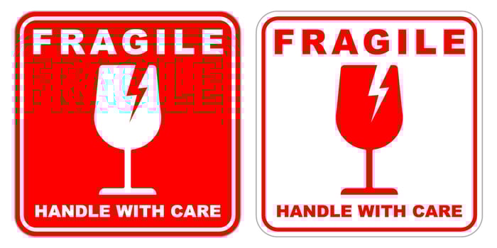 sticker fragile handle with care printable sign symbol for delivery package simple design vector