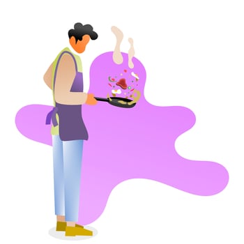 flat character design. flat illustration of people cooking. cook. cooking in the kitchen vector