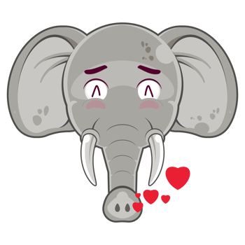 elephant in love face cartoon cute png