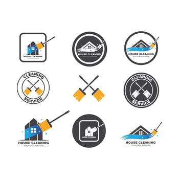 house cleaning service icon logo vector illustration