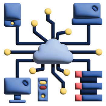 3D illusration cloud computing in work from home set png
