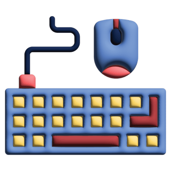 3D illusration keyboard in work from home set png