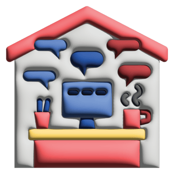 3D illusration message in work from home set png