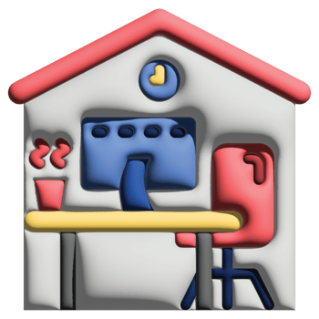 3D illusration home in work from home set png