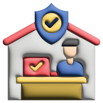 3D illusration security in work from home set png