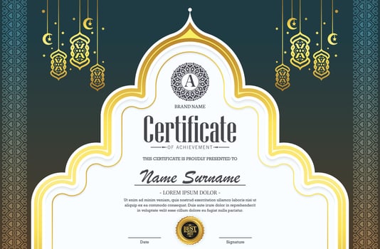 Luxury islamic ramadan award certificate vector