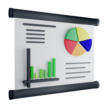 3D render business analysis icon isolated on transparent background png
