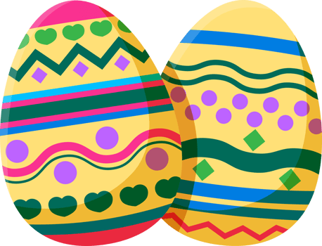 Easter element icon illustration with decorative eggs. png
